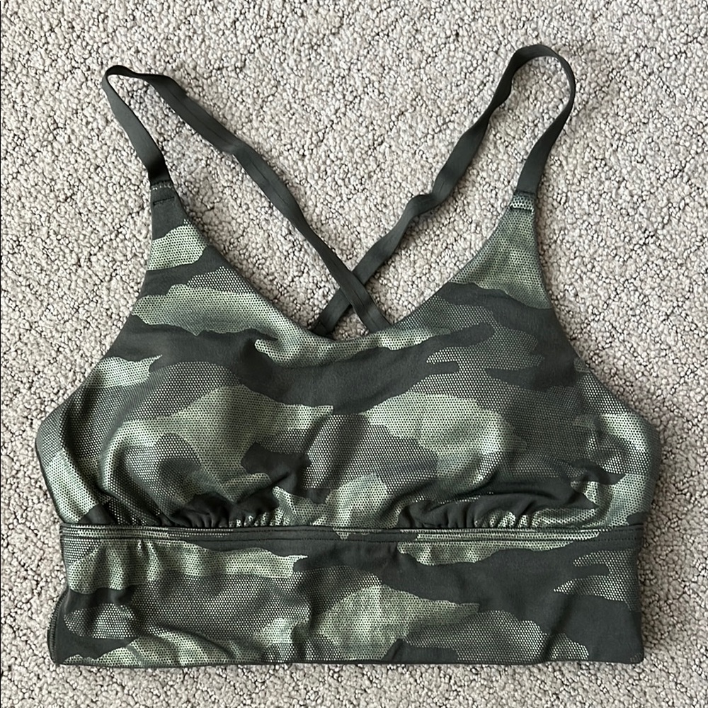 Aerie Green Camo Sports Bra
